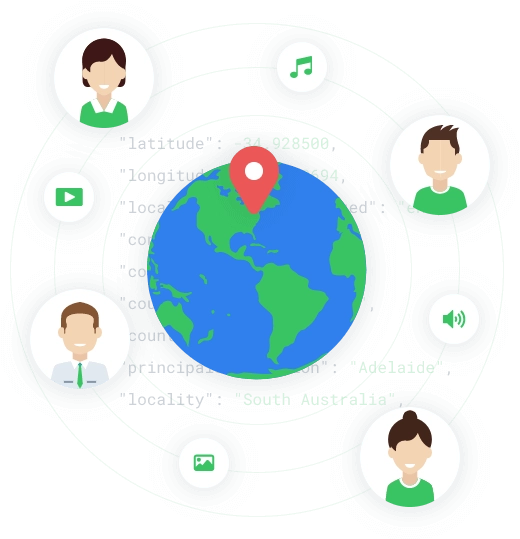 Image of globe and network of people.